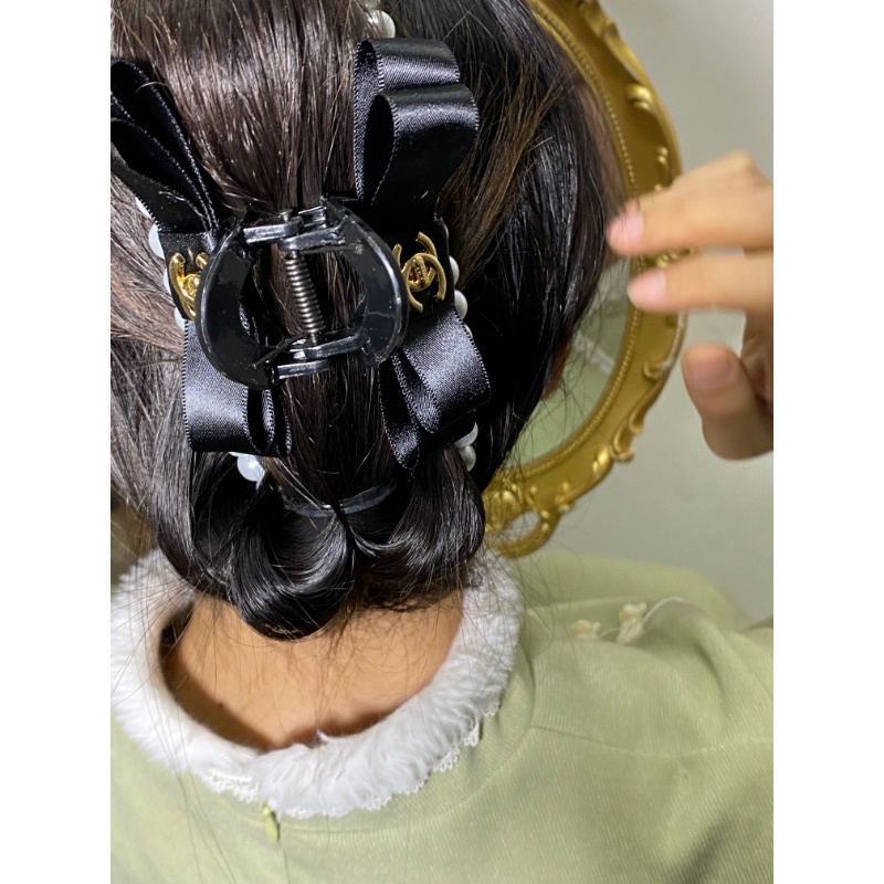 Kẹp Tóc Nơ Lớn Đính Ngọc Trai Phong Cách Pháp Cổ Điển Kiểu Mới 2023