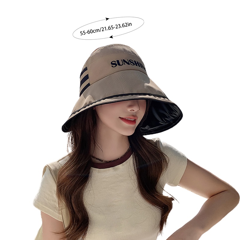 Ygt Mũ Rộng Vành Chống Nắng Tia UV Họa Tiết Kẻ Sọc In Chữ Thời Trang Đi Biển Mùa Hè Cho Nữ