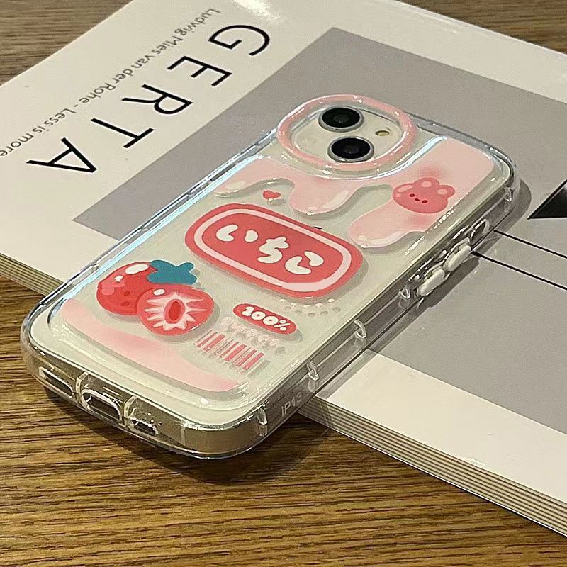 ✅Ốp Điện Thoại Mềm Trong Suốt In Hình Que Kem Dâu Cho iPhone 14 / 13promax 12 / 11pro xr / xs / 8Plus 1ZOH