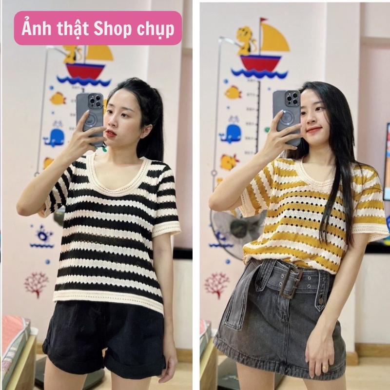 Áo len mongtoghi nữ cổ tròn cộc tay lỡ form dáng rộng phong cách hàn quốc hàng dệt kim montergy Quảng Châu AL15