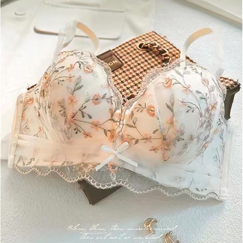 Áo Lót Nâng Ngực Không Gọng Phối Ren Thêu Họa Tiết Thời Trang Cho Nữ