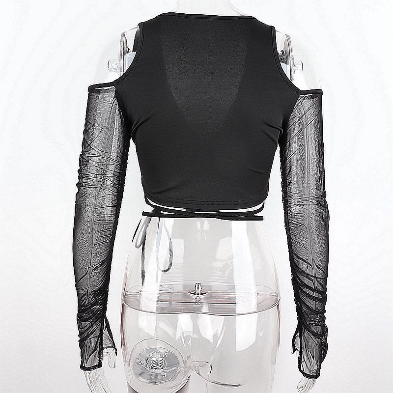 Áo Croptop Tay Dài Cổ Chữ V Màu Sắc Đơn Giản Cho Nữ