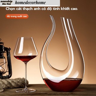 Decanter thiên nga chữ U trắng. Bình thở rượu vang