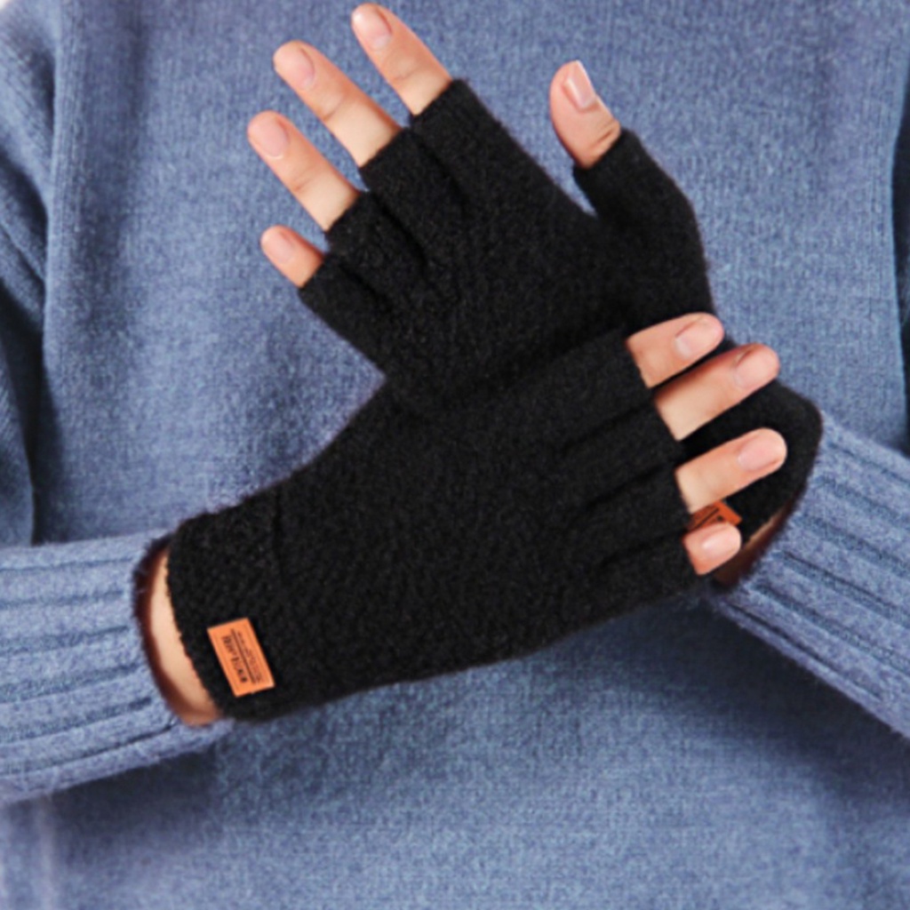 1 Đôi Găng Tay Mùa Đông Mềm Mại Co Giãn Chống Trượt Màu Trơn Cho Các Hoạt Động Ngoài Trời