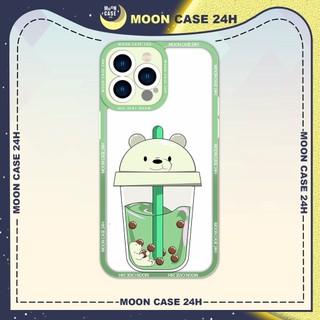 Ốp lưng iphone MOON CASE 24H Gấu Trắng Trong Ly Trà Sữa ip 8/x/xs/xs max/11/12/13/14pro/plus/promax