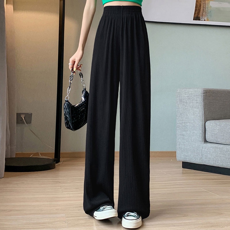 Quần Dài Lưng Cao Ống Rộng Vải chiffon Lụa Lạnh Mỏng Thời Trang Cho Nữ | BigBuy360 - bigbuy360.vn