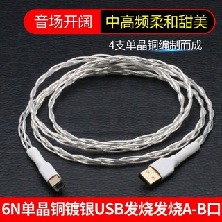 Netherlands 5NOCC single crystal copper silver plated USB sound card cable DAC data cable square Port A- B fever audio signal cable 9PZ6