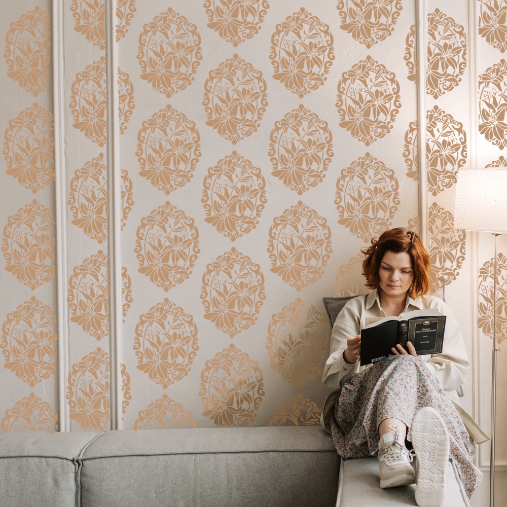 1 Khuôn Vẽ Bằng Nhựa Kích Thước Lớn 297x210mm Họa Tiết Hoa Có Thể Tái Sử Dụng