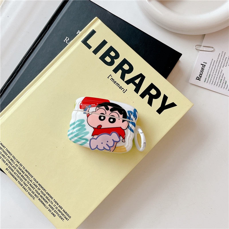 Vỏ Bảo Vệ Hộp Sạc Tai Nghe AirPods 1 2 3 Pro 2nd 3rd Hình Cậu Bé Bút Chì Shin-chan Dễ Thương