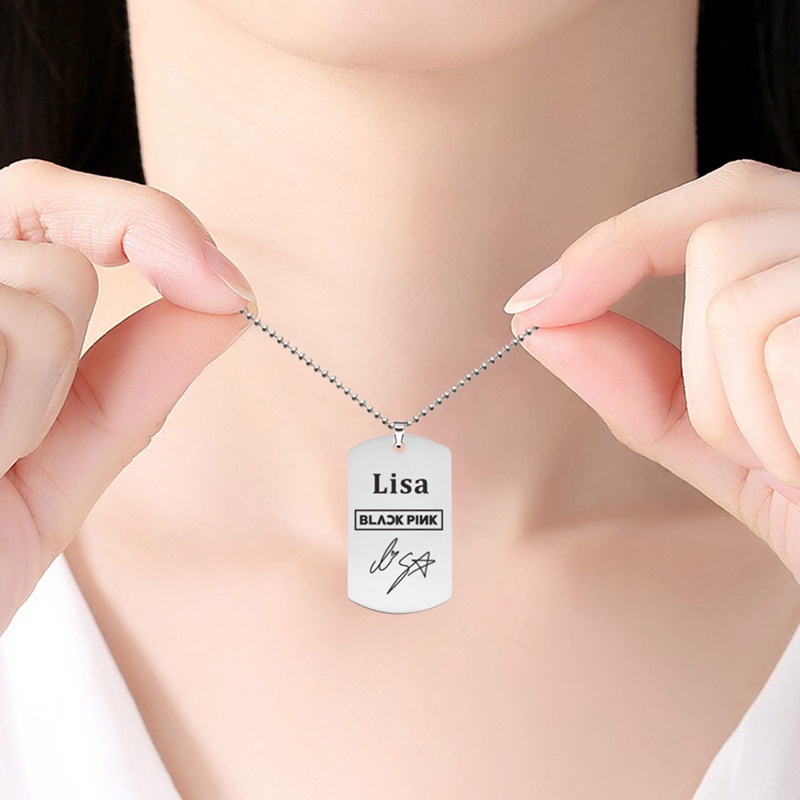 Vòng cổ Mặt Thẻ Tên Nhóm Nhạc BLACK PINK Girl Bằng Thép Không Gỉ