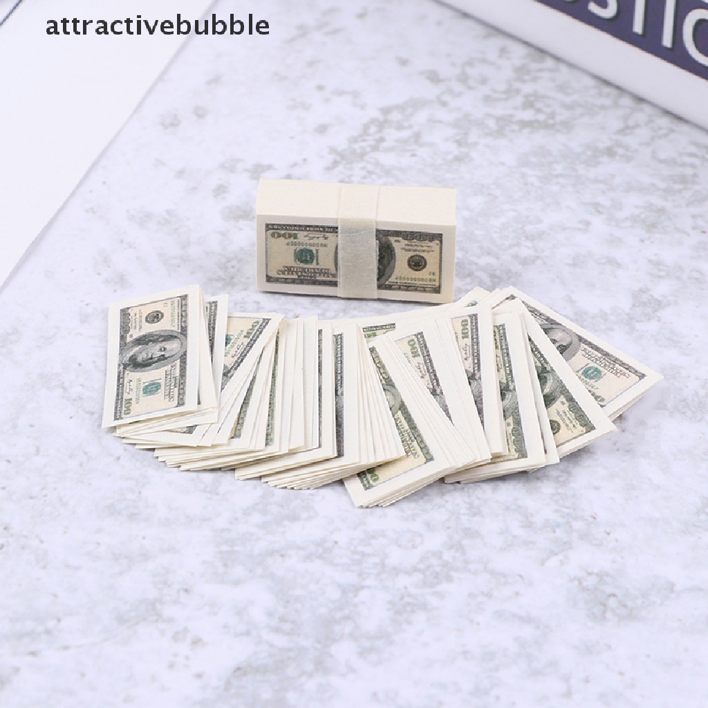 Set 100 Tờ Tiền Đô La Mini Tỉ Lệ 1: 12 Cho Nhà Búp Bê 100 Đô La