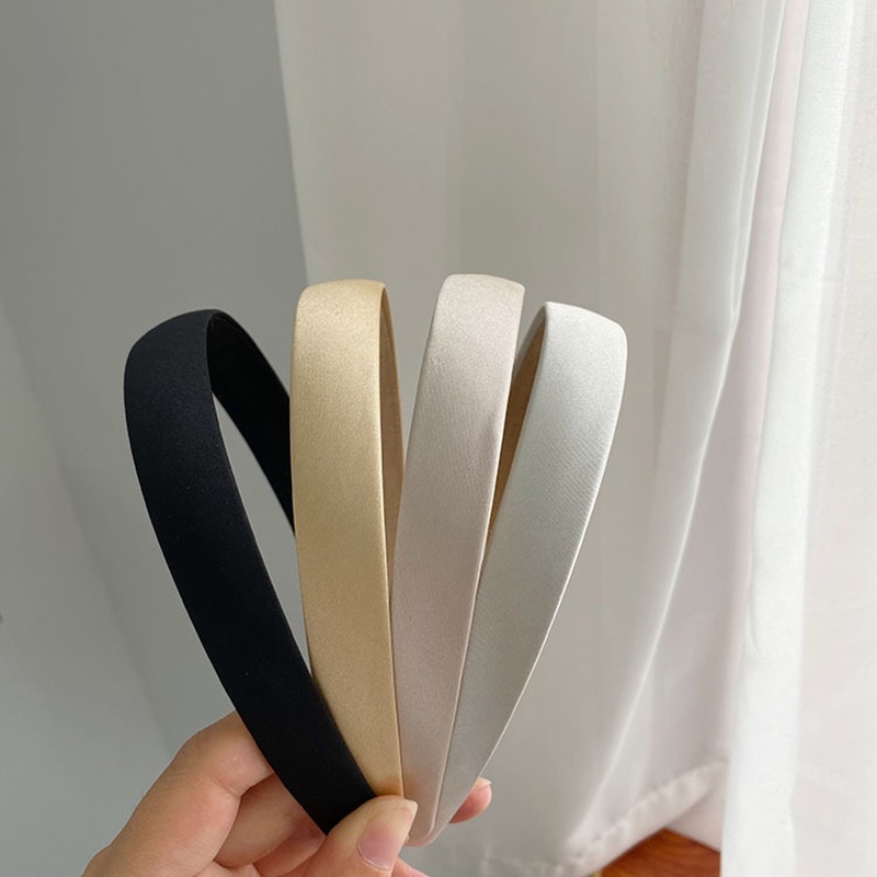 Băng Đô Cài Tóc Vải Satin Mỏng Trơn Không Trượt Màu Sắc Retro Dành Cho Nữ
