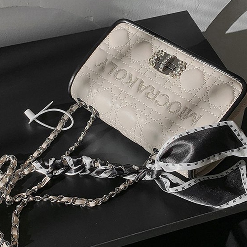 IELGY Túi Đeo Chéo Kẻ Ô Lưới Hình Thoi Phối Dây Xích Thiết Kế Chất Lượng Cao Phong Cách Nước Ngoài Cho Nữ