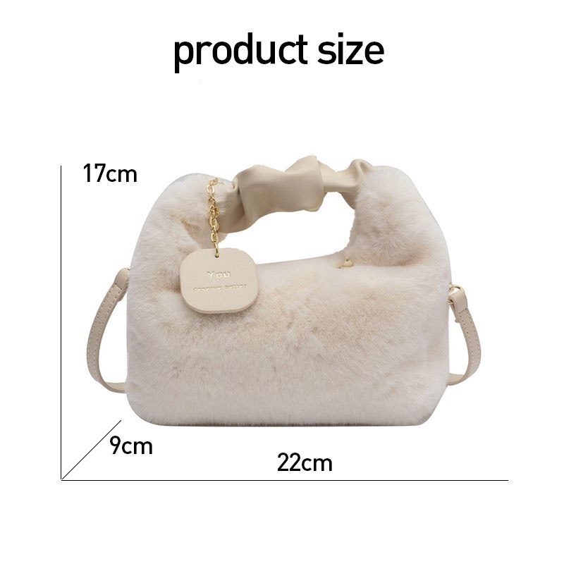 AlphaZ Túi Xách Đeo Vai Phủ Bông Phối Dây Xích Phong Cách Nhật Bản Thời Trang Cá Tính