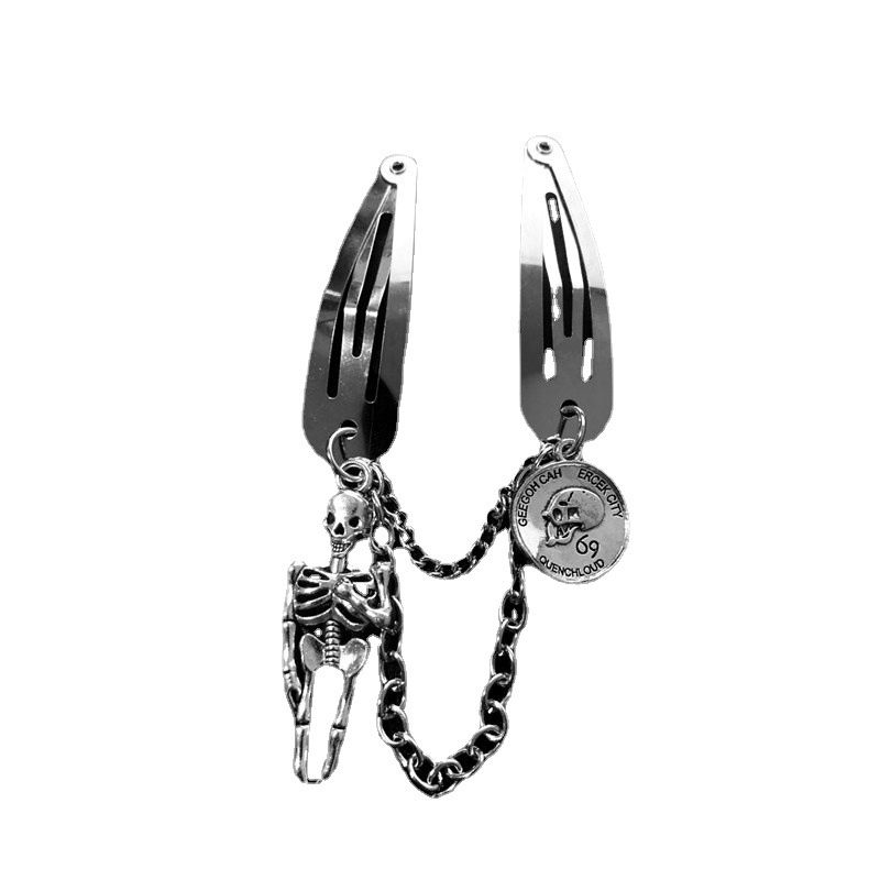 Gothic Gothic Dark Spider Butterfly Skull Hair Clip Vintage Tassel Chain Clip Personalized Design Spice Girl Y2k BB Clip