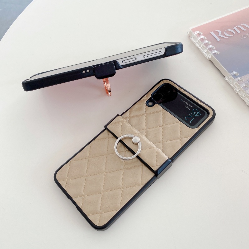 Ốp Điện Thoại Da Gập 4 Họa Tiết Hình Thoi Cho Samsung Galaxy Z Flip 3