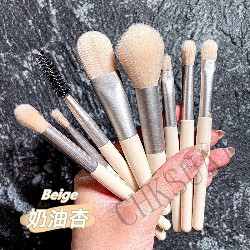 Bộ 8 cọ trang điểm HUAQING mini màu pastel có túi đựng tiện lợi