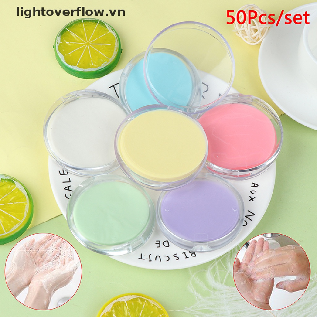 Set 50 Xà Phòng Giấy Hình Hoa Hồng / Muối Biển Dùng Một Lần