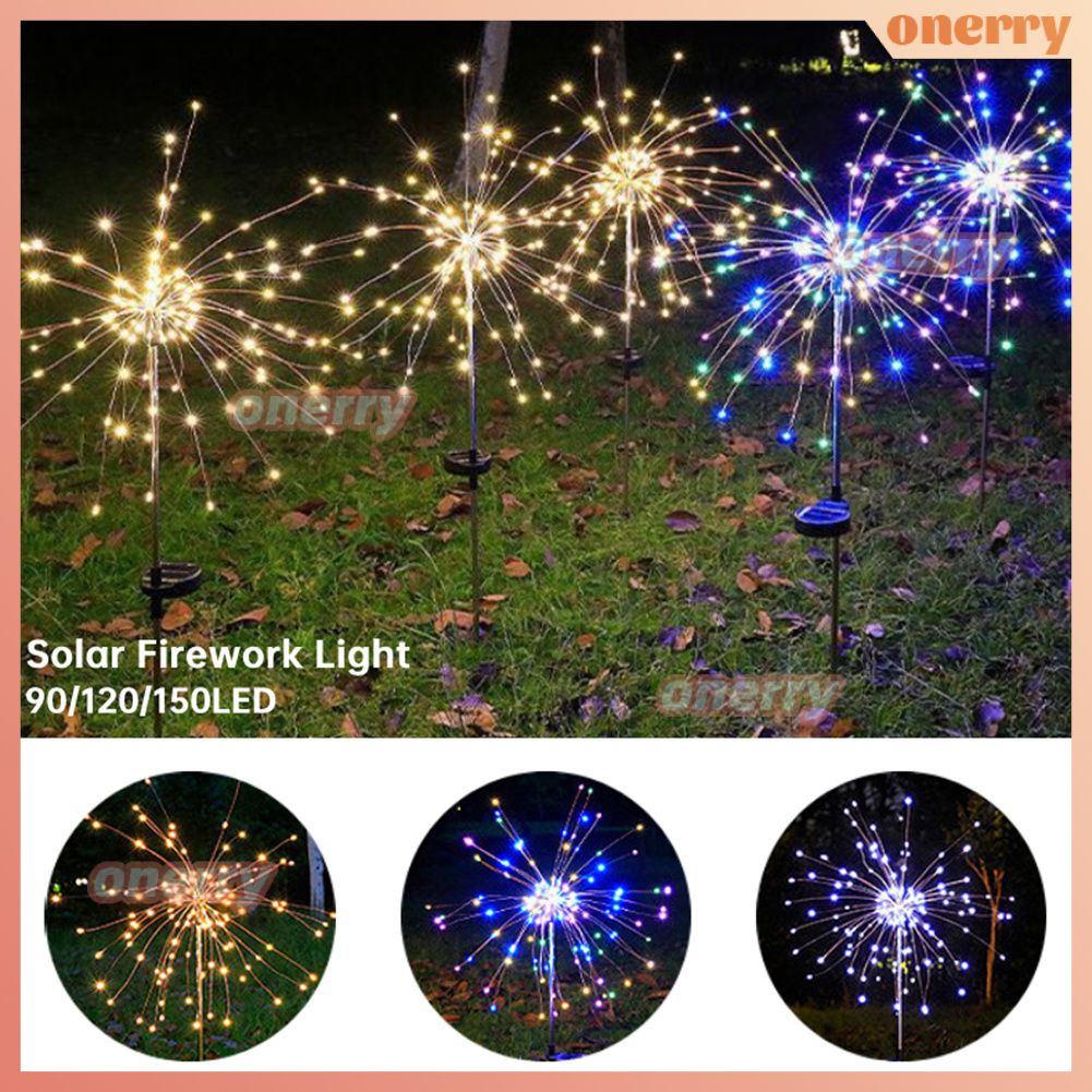 Đèn Pháo Hoa Năng Lượng Mặt Trời/Đèn Led Ấm Áp 120 Đèn Trang Trí Sân Vườn Năng Lượng Mặt Trời Pháo Hoa Ngoài Trời/Đèn Chiếu Cổ Tích Dây Chống Nước Đèn Chiếu Cỏ Onerryvn