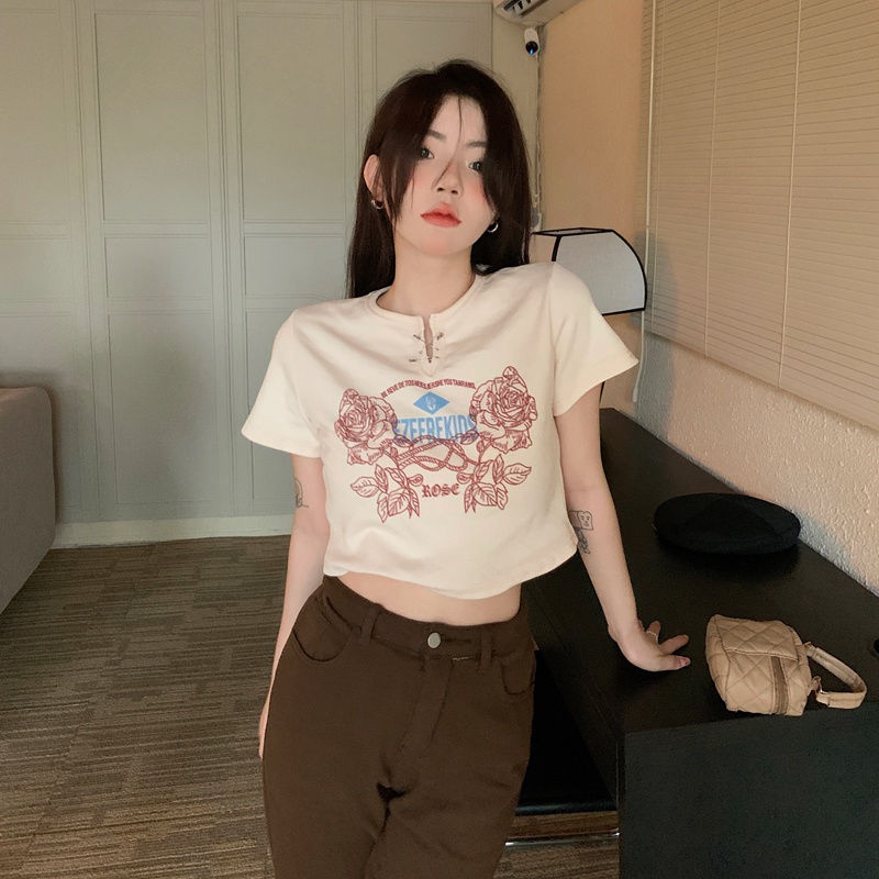 NRVP Áo Thun Tay Ngắn In Họa Tiết Phong Cách Hàn Quốc Mới Cho Nữ
