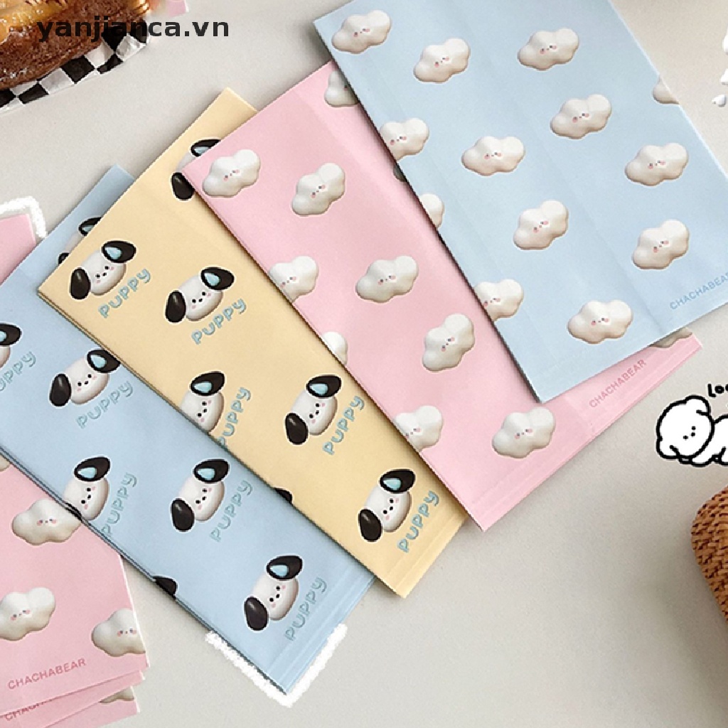 Set 10 Túi Giấy Đựng Đồ Ăn Vặt In Họa Tiết Hoạt Hình Dễ Thương