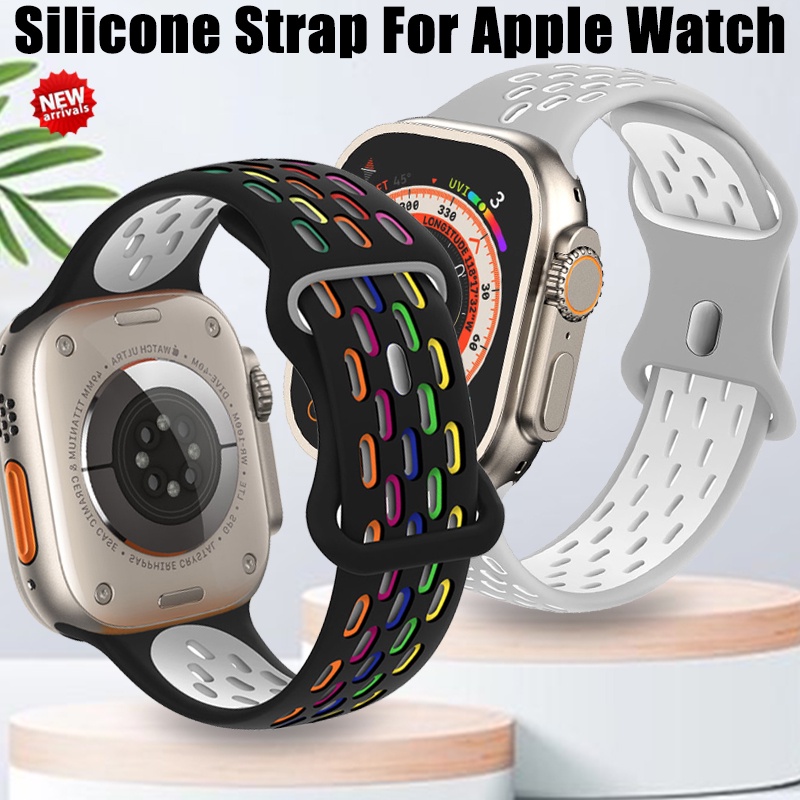 Dây Đeo Thể Thao Bằng Silicone Cho Đồng Hồ Thông Minh Apple Watch 44mm 49mm 45mm 42mm 40mm 41mm iWatch series Ultra 7 6 se 8
