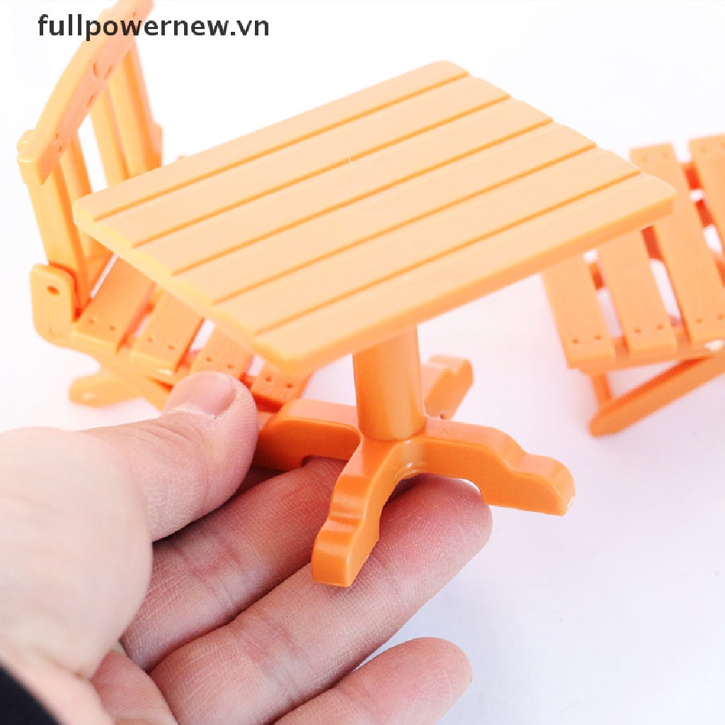 Bộ 3 Mô Hình Bàn Ăn / Ghế Ăn Mini Tỉ Lệ 1 / 12 Trang Trí Nhà Búp Bê