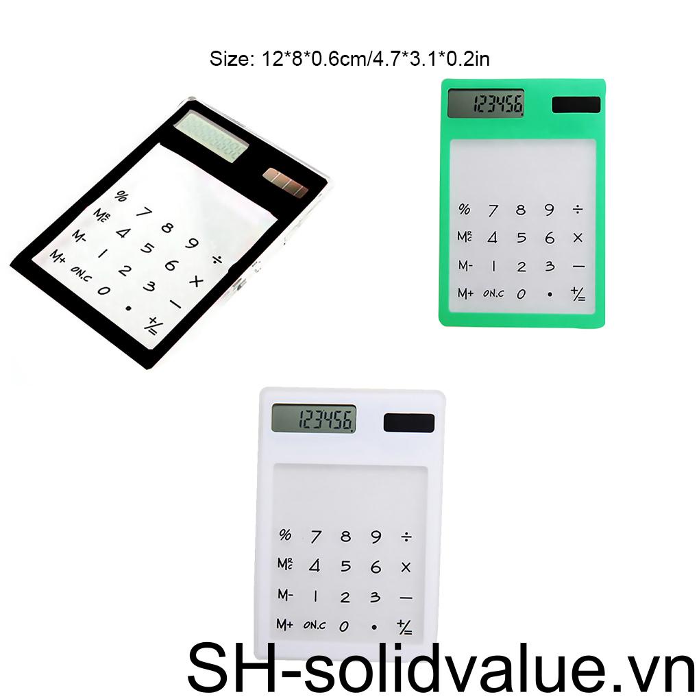 Máy Tính Năng Lượng Mặt Trời Màn Hình LCD 8 Chữ Số Siêu Mỏng Trong Suốt