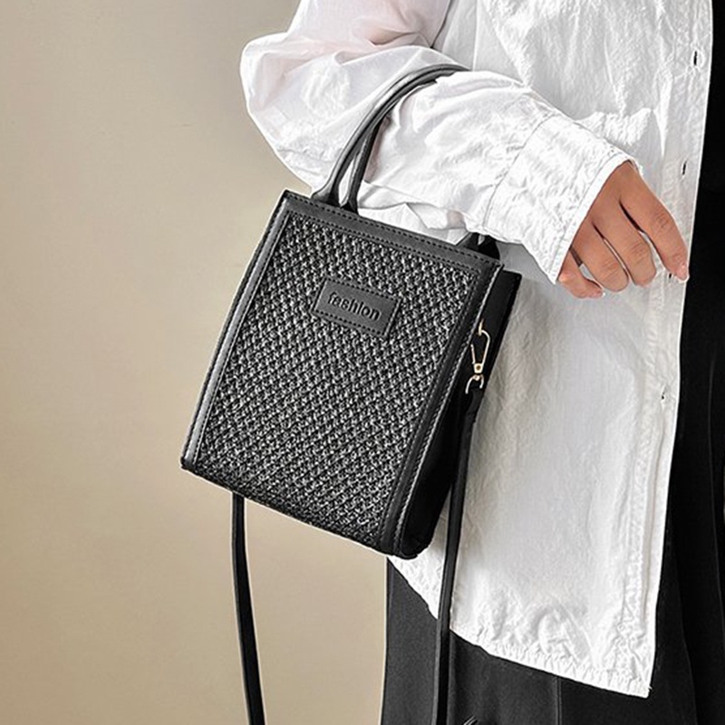 Túi Đeo Vai Dệt Sọc Dọc In Chữ mori Nghệ Thuật Cho Nữ