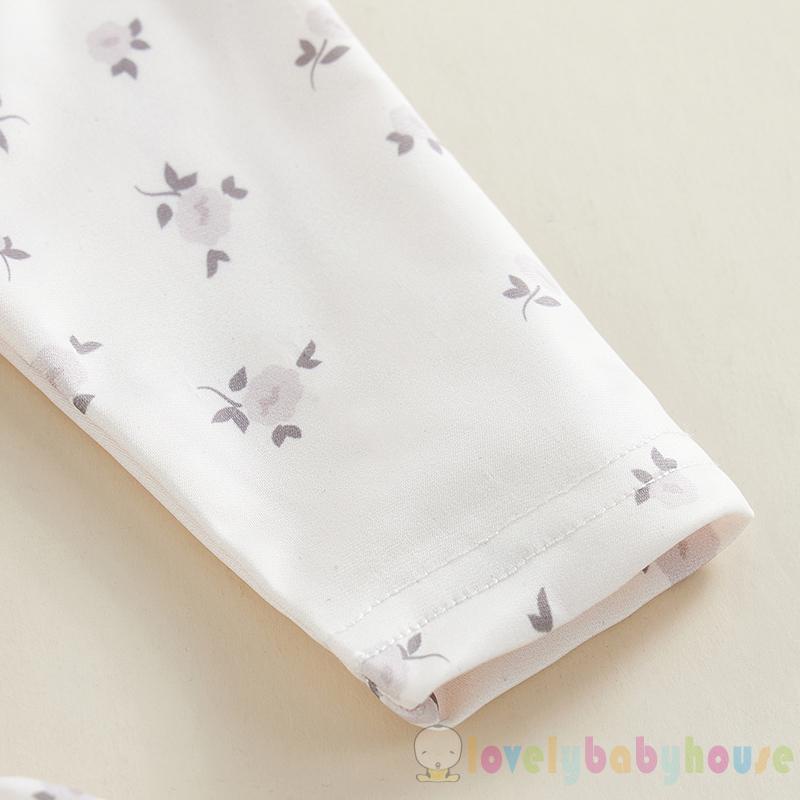 Bộ Đồ Bơi Bikini Tay Dài Cổ Tròn In Hoa / Kẻ Sọc Thời Trang Mùa Hè Cho Bé Gái