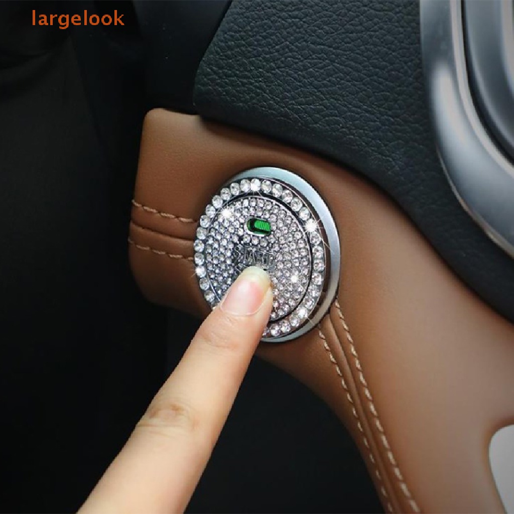 Set 2 Miếng Dán Trang Trí Công Tắc Khởi Động Xe Hơi Đính Đá Giả Kim Cương