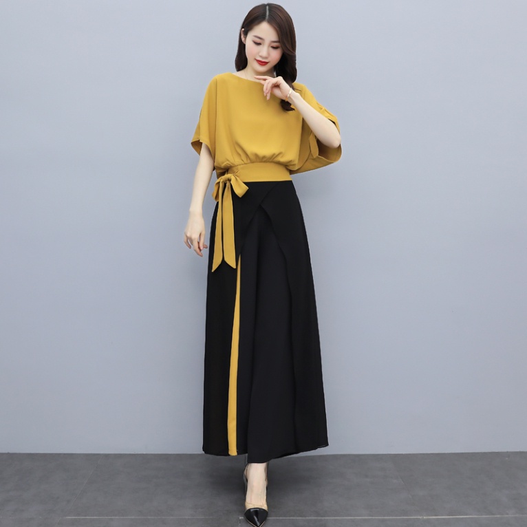 Set Áo Chiffon + Quần Dài Ống Rộng Thời Trang Nữ