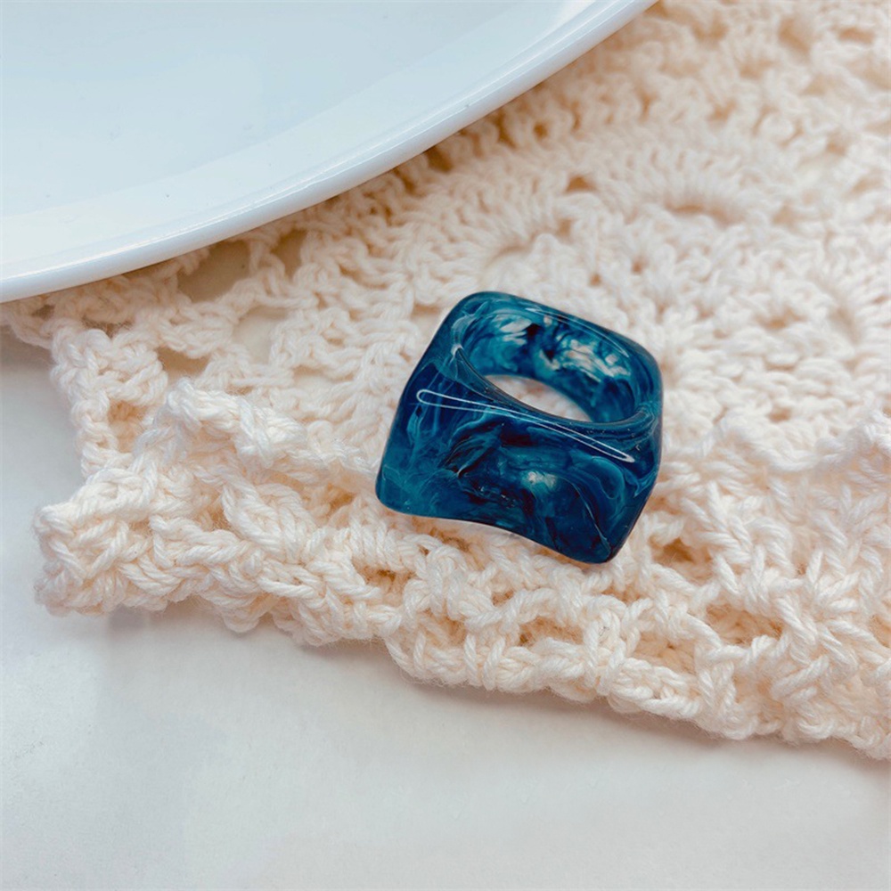 Nhẫn Hình Vuông Bằng Nhựa Acrylic Phong Cách Vintage Sáng Tạo Dành Cho Nam Nữ