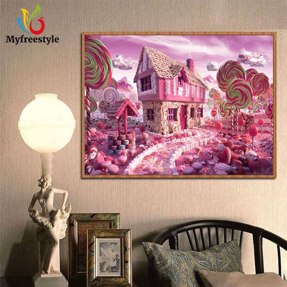 40*30cm Tranh Đính Đá Kim Cương Toàn Bộ 5D Diy Hình Kẹo Hồng