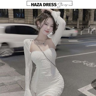   ORDER  Đầm Body Ống Cúp Ngực đi đám cưới đầm dự tiệc sang trọng Dài Tay Váy trắng dự tiệc sinh nhật cúp ngực sexy 