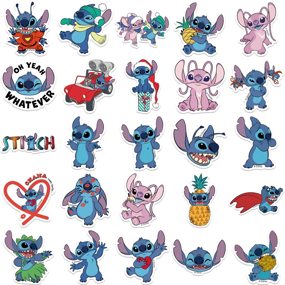 ❉ Disney. Hình Dán Lilo &amp; Stitch Series 02 ❉ Bộ 50 Sticker Chống Thấm Nước Họa Tiết Doodle Hợp Thời Trang