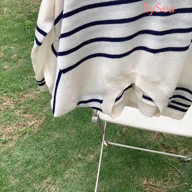 Áo Dệt Kim Cổ Tròn Kẻ Sọc Thời Trang Pháp Cho Nữ