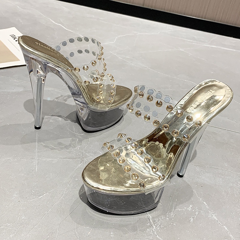 Xăng đan Cao Gót Mũi Nhọn Quai Trong Suốt Thời Trang Mùa Hè Dành Cho Nữ