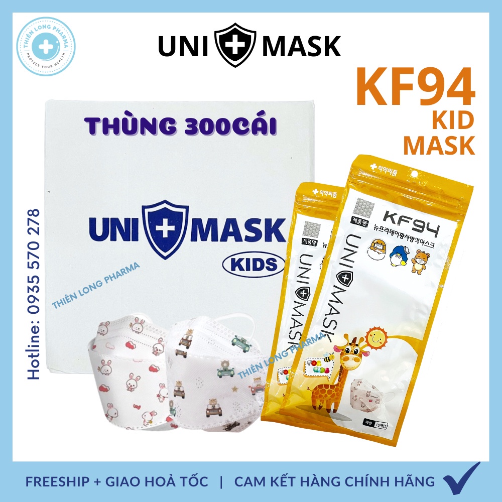 Khẩu trang trẻ em UNI MASK 4 lớp kháng khuẩn kèm nhiều hoạ tiết dễ thương