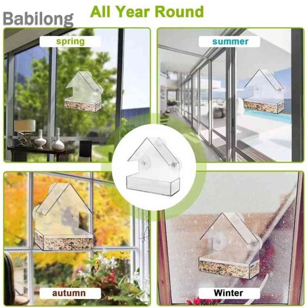 House Type Bird Feeder Acrylic Bird House Pet Feeder Transparent Pet Accessories
