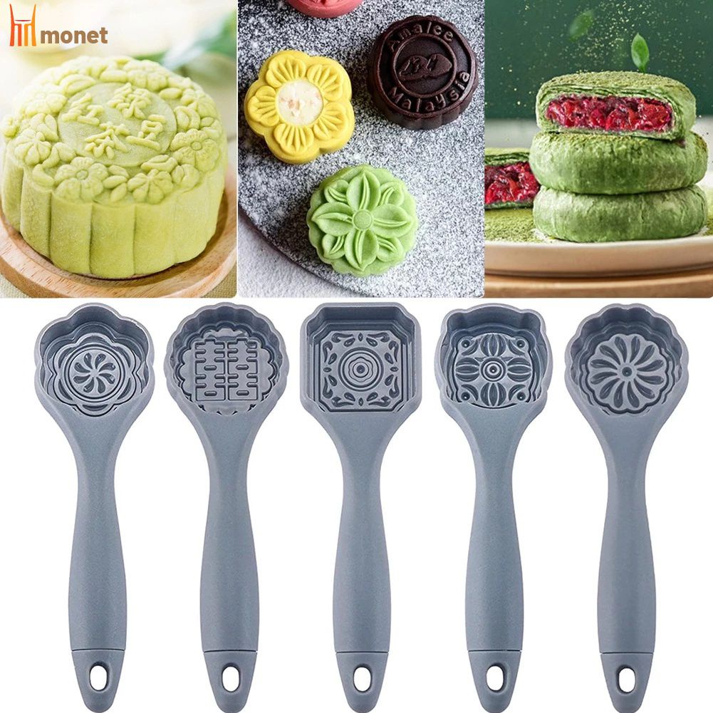 5 Khuôn Bánh Trung Thu Cái/bộ Khuôn Bánh Trung Thu Fondant Áp Lực Tay Tự Làm Cho Lễ Hội Trung Thu Dụng Cụ Làm Bánh Nhà Bếp Cho Trẻ Em Cấp Thực Phẩm Molisa