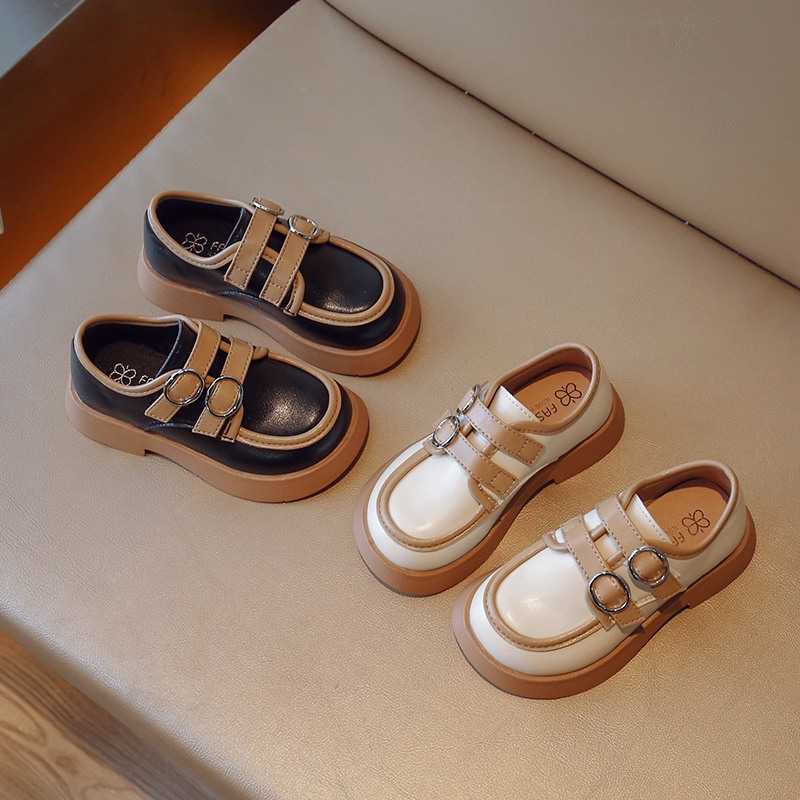 Giày Da Mũi Tròn Đế Mềm Thoải Mái Phong Cách Preppy Cổ Điển Cho Bé Gái 2-16 Tuổi