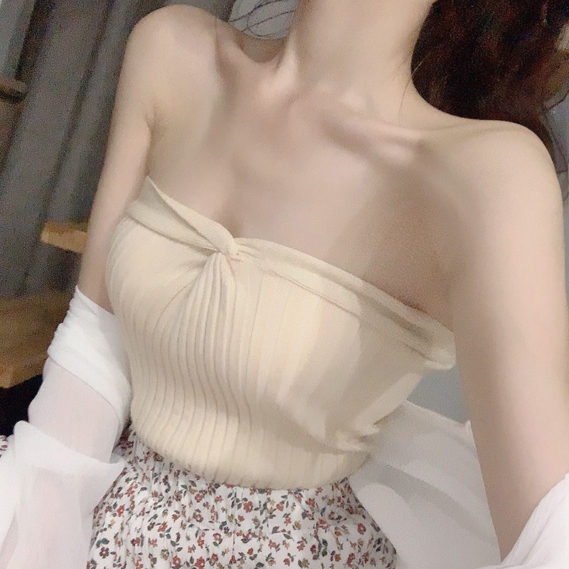 Áo ống COZOK dệt kim trễ vai thiết kế quyến rũ cho nữ