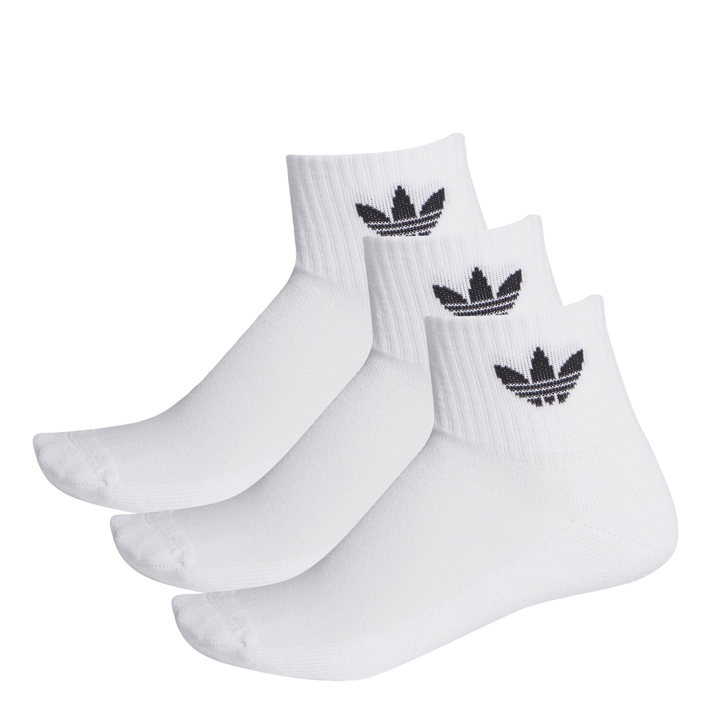 adidas Phong cách sống Bộ 3 đôi tất cổ trung Unisex trắng FT8529