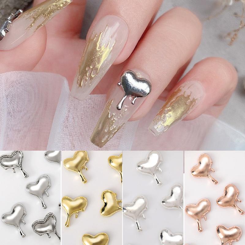 BORN PRETTY Set 10 Phụ Kiện Trang Trí Móng Tay 3D DIY Hình Trái Tim Xinh Xắn