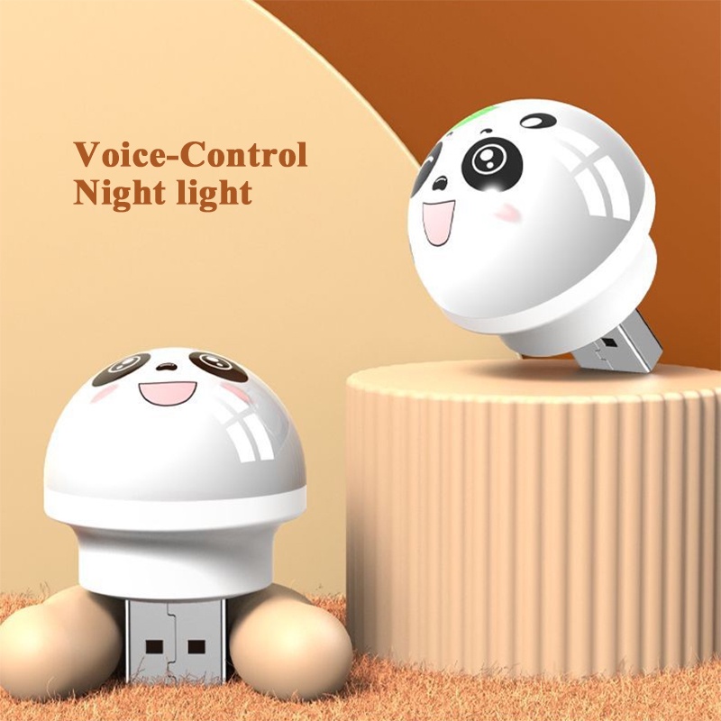 Đèn Led Đọc Sách Không Dây USB Mini Hình Tròn / Gấu Trúc Thông Minh Bảo Vệ Mắt Bằng Giọng Nói Điều Khiển Bằng