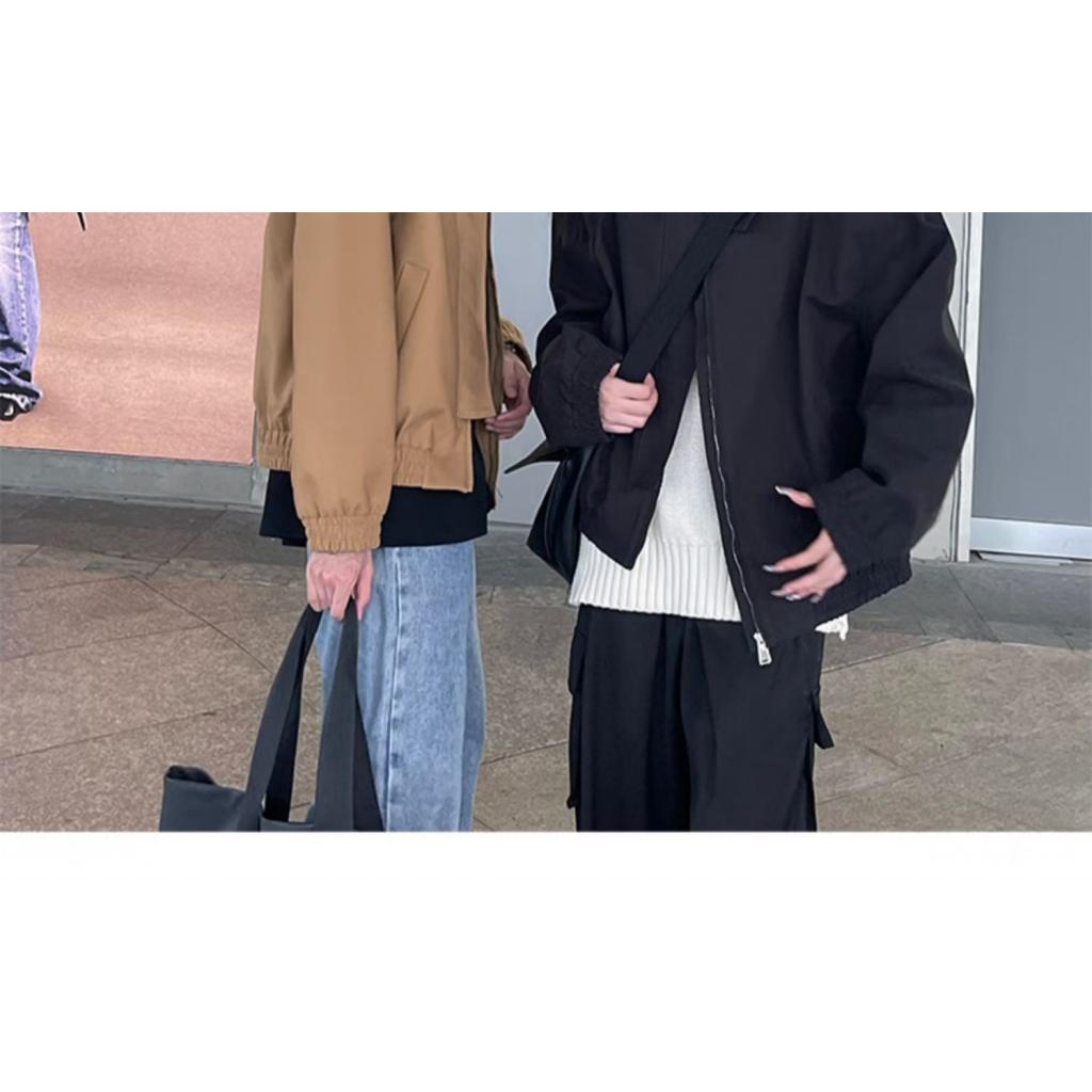 Áo Khoác Dáng Rộng Có Khóa Kéo Phong Cách Retro Cho Nam