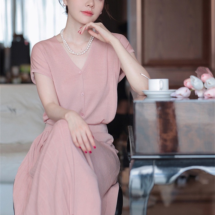 Bộ Áo Khoác Cardigan Dệt Kim Cổ Chữ V Màu Sắc Đẹp Mắt Đa Năng