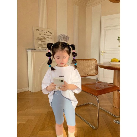 Quần legging lửng bé gái HELLO QG370 sz 90-140, legging gân co dãn thoải mái, thời trang hè siêu xinh cho bé