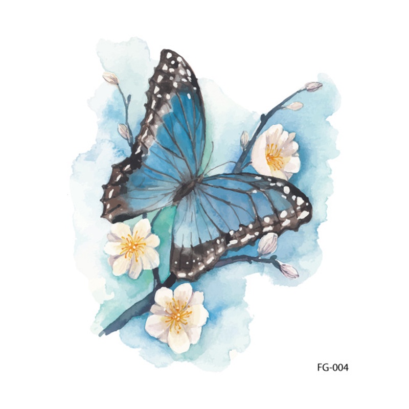 Hình Xăm Dán Họa Tiết Bướm Màu Hồng Tươi Tắn Thời Trang Chống Thấm Nước